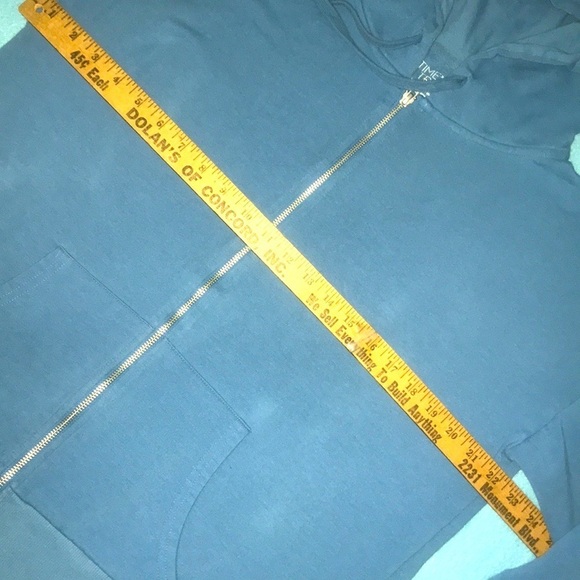 TIME AND TRU blue hooded zip up sweatshirt drawstrings 2 front pockets size L - Picture 5 of 7